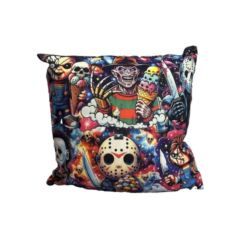 NEW novelty throw pillow 18x18 inches pillowcase & insert included horror‎